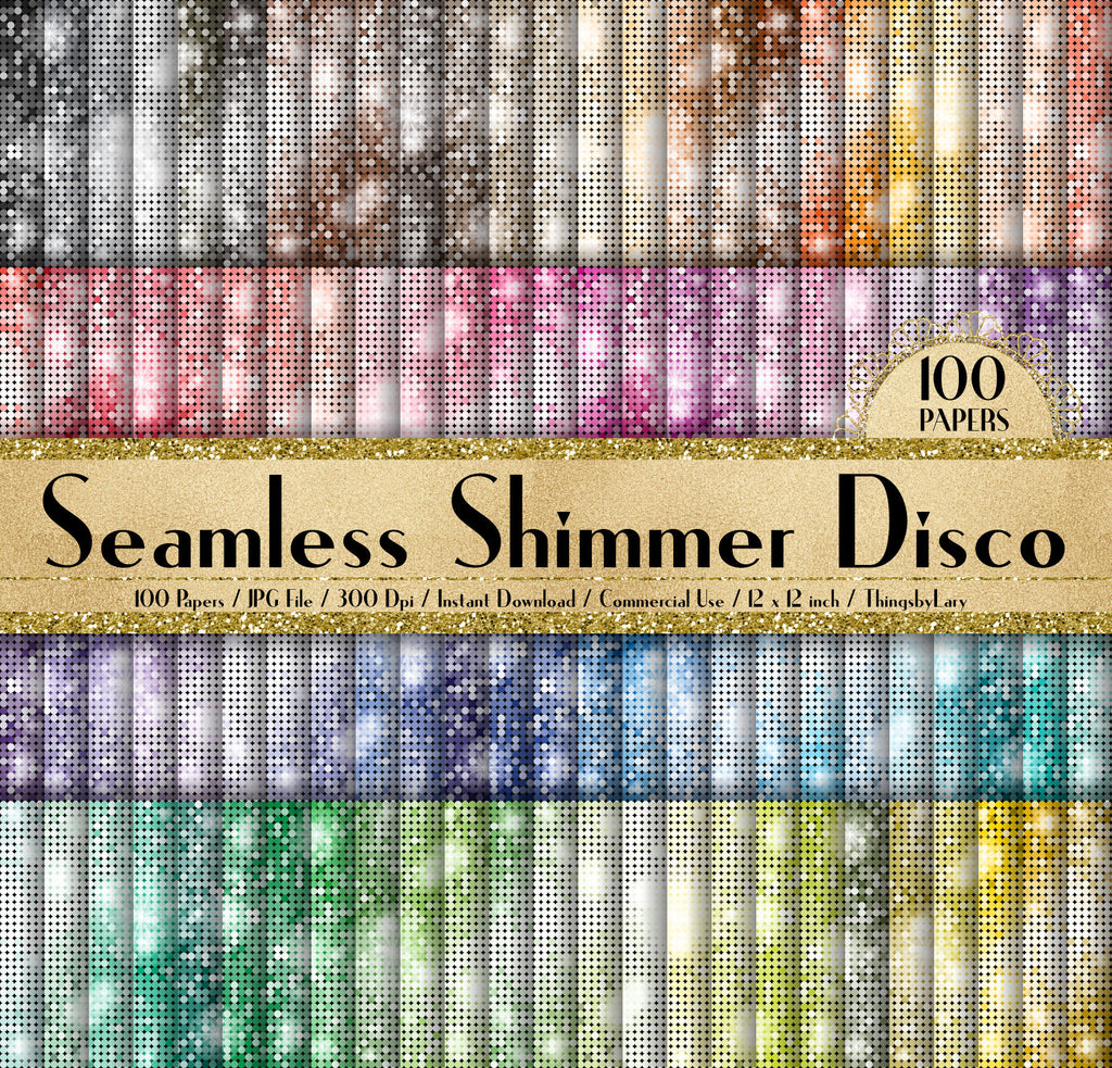 100 Seamless Shimmer Disco Texture Papers in 12inch, 300 Dpi Planner Paper, Scrapbook Paper, Rainbow Paper, Disco Paper, Luxury Party Paper