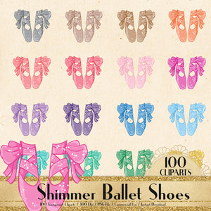 100 Shimmer Ballet Shoes Cliparts, Planner Clipart, Scrapbook, Princess Shoes, Fashion Cliparts, Bridal Shoes, Bridal Shower, Baby Shower