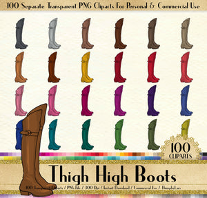 100 Thigh High Boots Clipart,Over Knee High Boots,100 PNG Clip art,Planner Clipart,Instant Download Clipart,Over Knee Boots, Fashion Clipart