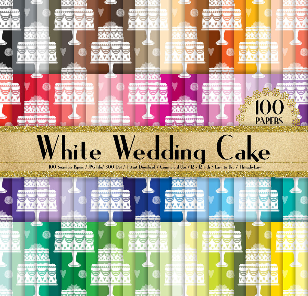 100 Seamless White Wedding Cake Papers in 12&quot;,300 Dpi Planner Paper,Commercial Use,Bridal Shower Papers,Rainbow Paper,Digital Wedding Paper