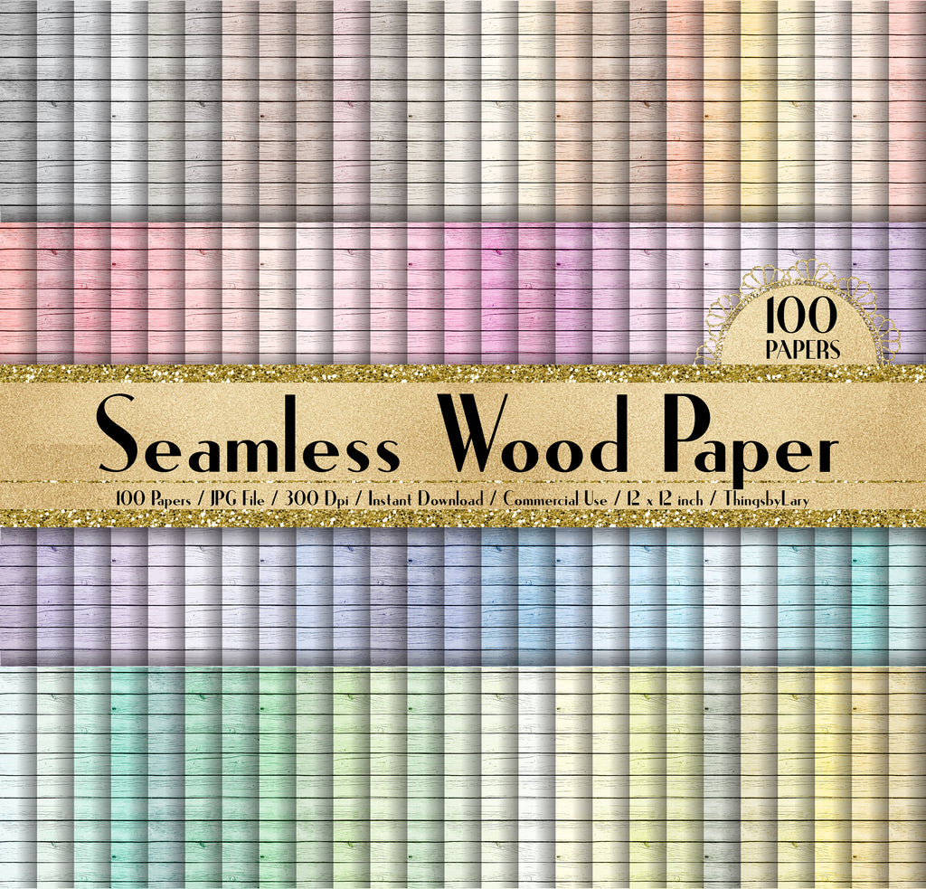 100 Seamless Wood Papers 12 inch 300 Dpi Instant Download Commercial Use, Planner Paper, Scrapbooking Rustic Kit, Seamless