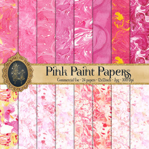 24 Pink Painted Texture Papers 12inch, 300 Dpi Planner Paper, Commercial Use, Scrapbook Paper, Painted Paper, Paint Liquid, Watercolor Paper