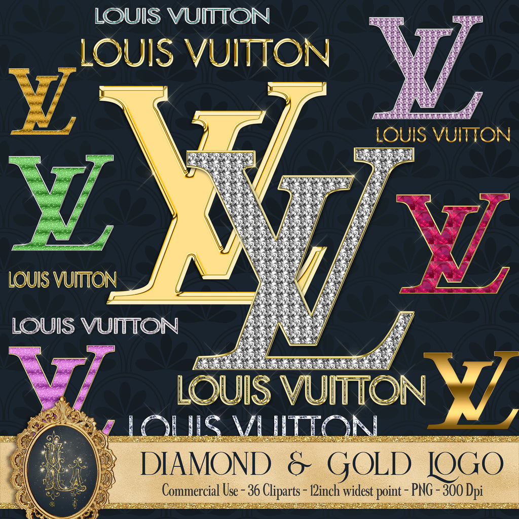 36 Gold Silver Diamond Logo, Gold Clipart, Glitter Clipart, Logo Clipart, 100 PNG Clipart, Planner Clipart, Luxury Fashion Logo