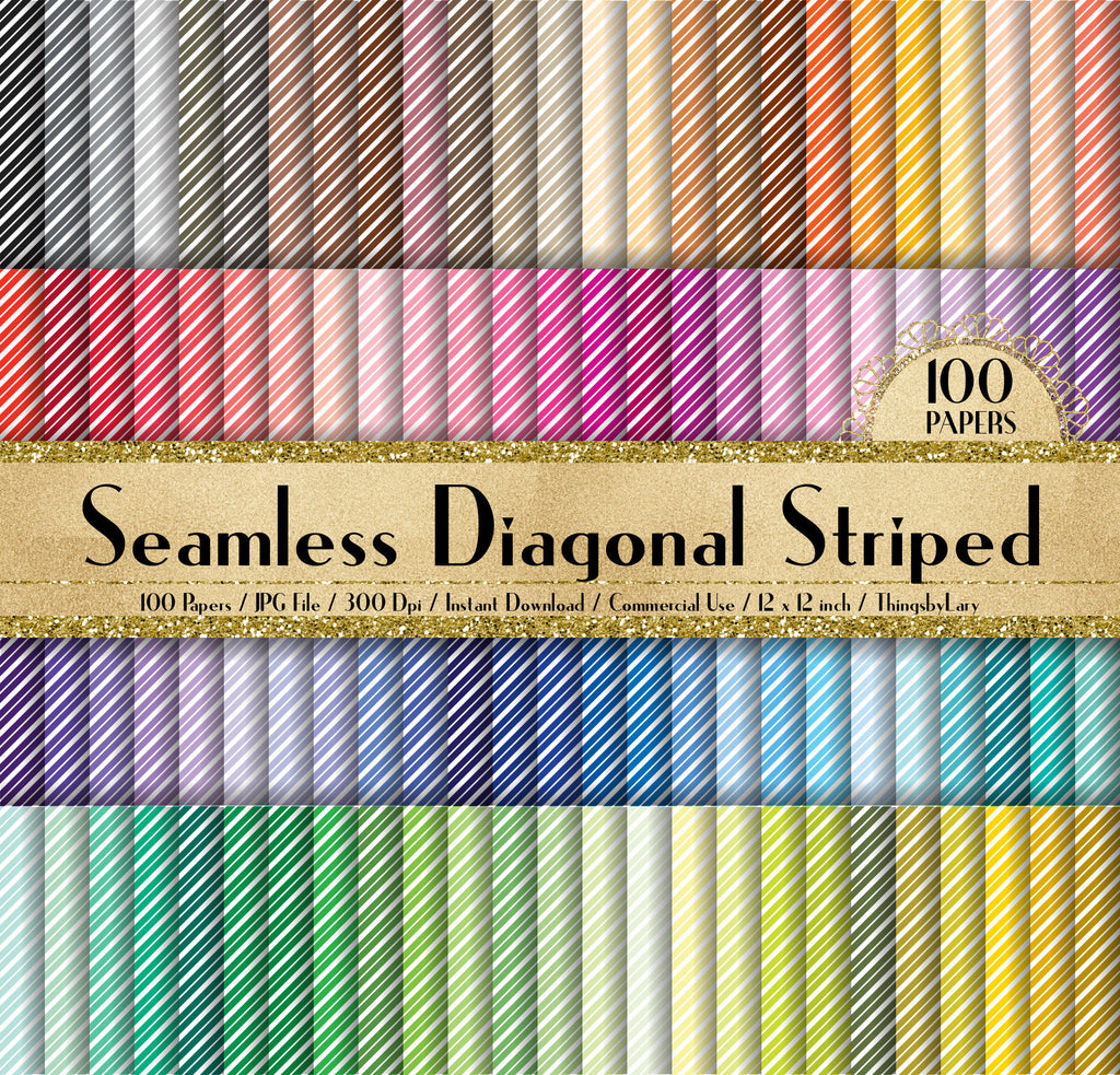 100 Seamless Diagonal Striped Papers 12 inch 300 Dpi Instant Download Commercial Use, Planner Paper, Scrapbooking Christmas Kit, Seamless