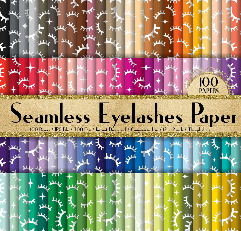 100 Seamless Eyelash Papers 12 inch 300 Dpi Instant Download Commercial Use, Planner Paper, Scrapbooking Fashion Kit, Seamless