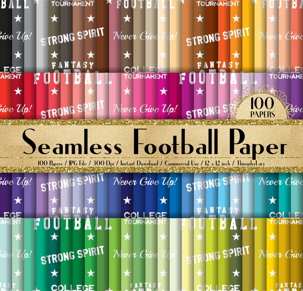 100 Seamless Football Papers 12 inch 300 Dpi Instant Download Commercial Use, Planner Paper, Scrapbooking Sport Kit, Seamless