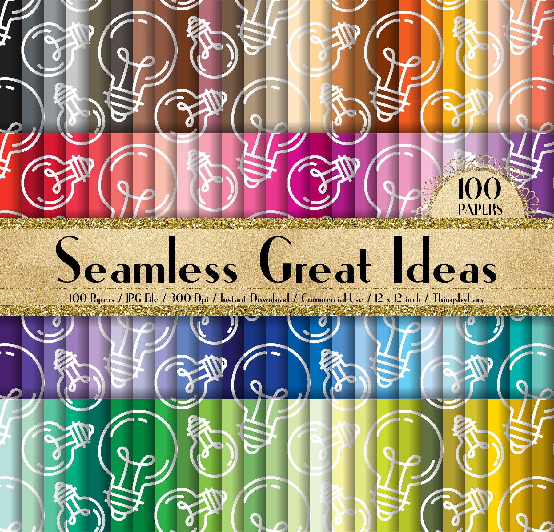 100 Seamless Great Idea Pattern Papers 12 inch 300 Dpi Instant Download Commercial Use, Planner Paper, Scrapbooking Office Kit, Seamless