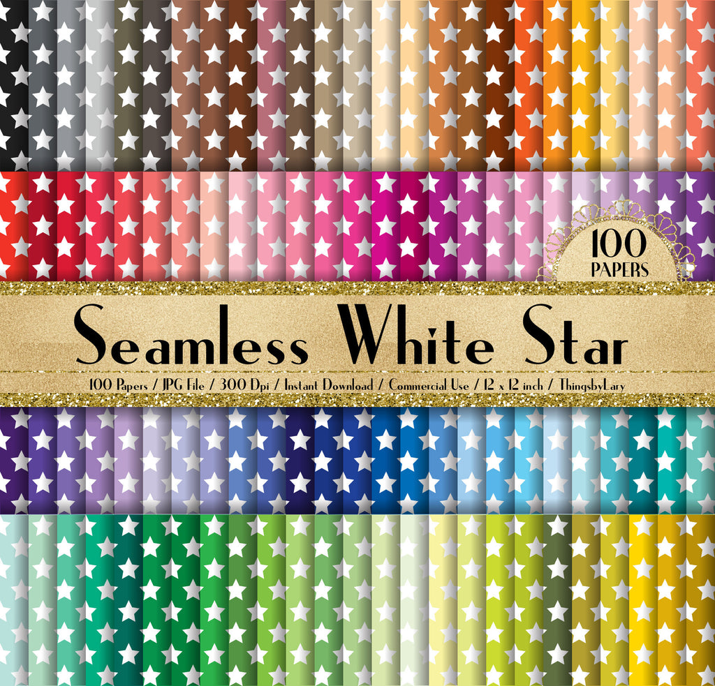 100 Seasmless White Star Papers 12 inch 300 Dpi Instant Download Commercial Use, Planner Paper, Scrapbooking Holiday Kit, Seamless