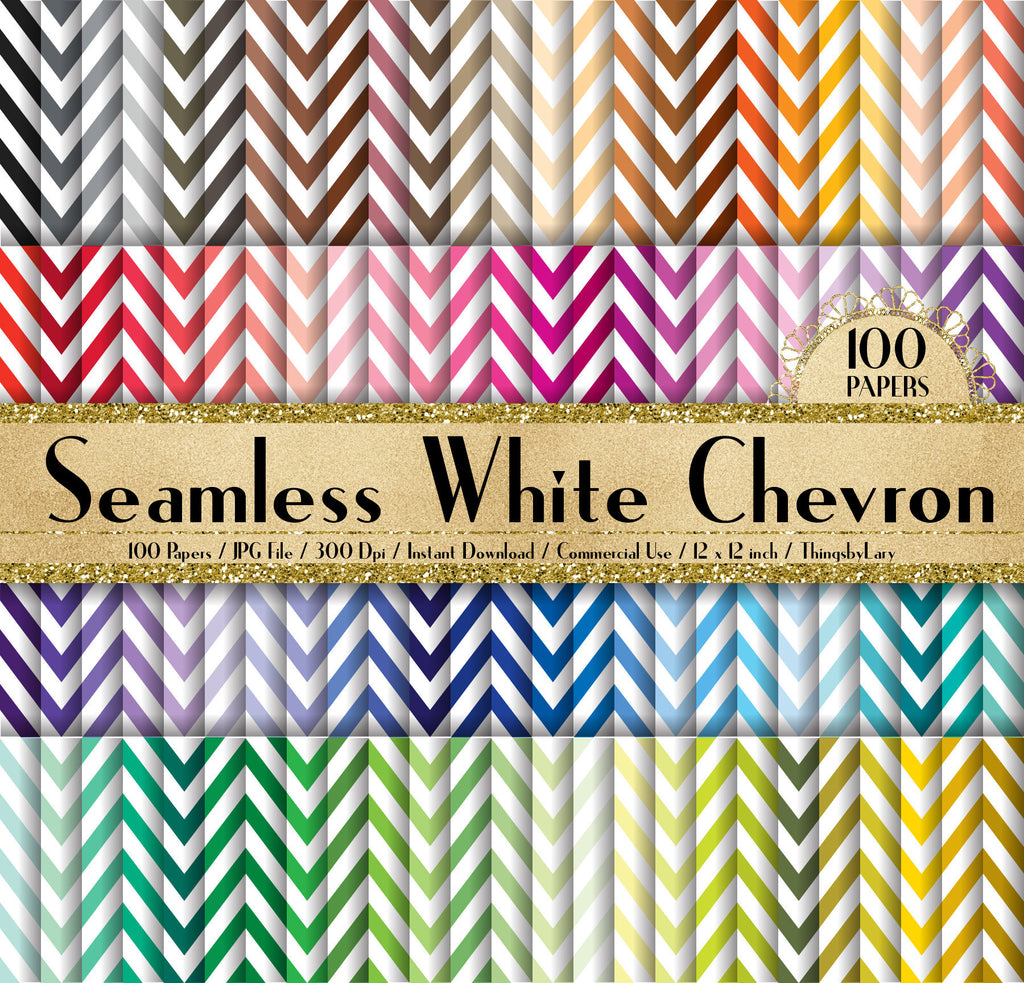 100 Seamless White Chevron Pattern Papers 12 inch 300 Dpi Commercial Use Instant Download, Scrapbooking Party Kit, Seamless Pattern