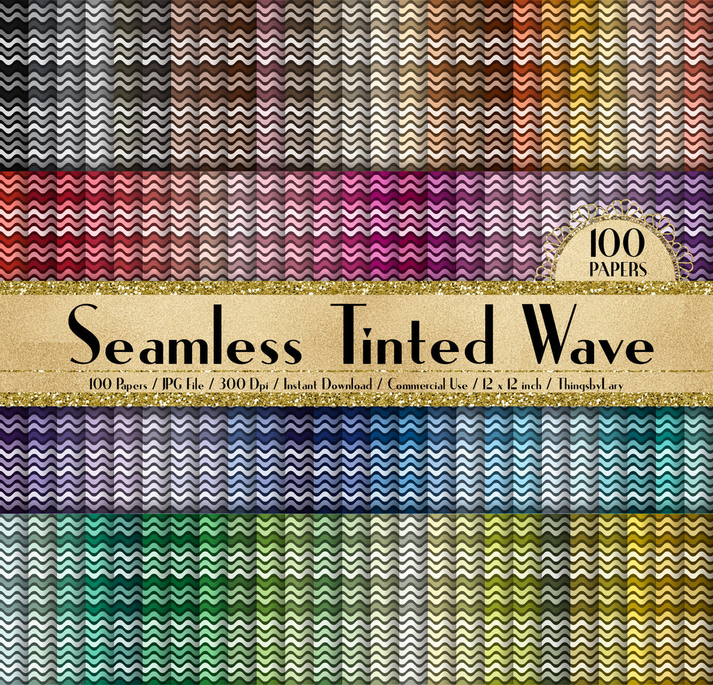 100 Seamless Tinted Wave Papers 12 inch 300 Dpi Instant Download Commercial Use, Planner Paper, Scrapbooking Shabby Chic Kit, Seamless