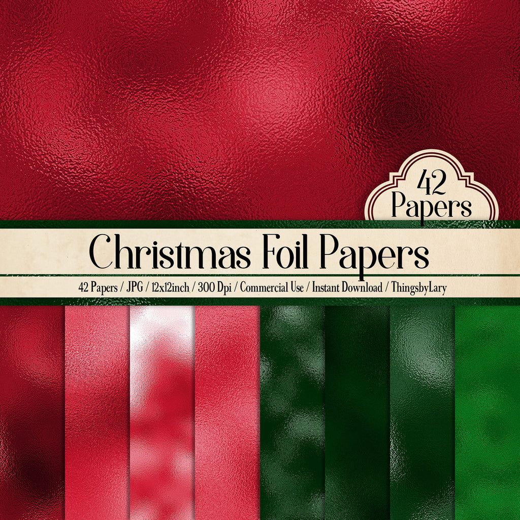 42 Christmas Foil Papers 12 inch, 300 Dpi Planner Paper, Commercial Use, Scrapbook Paper, Digital Foil, Luxury Paper, Christmas Decoration