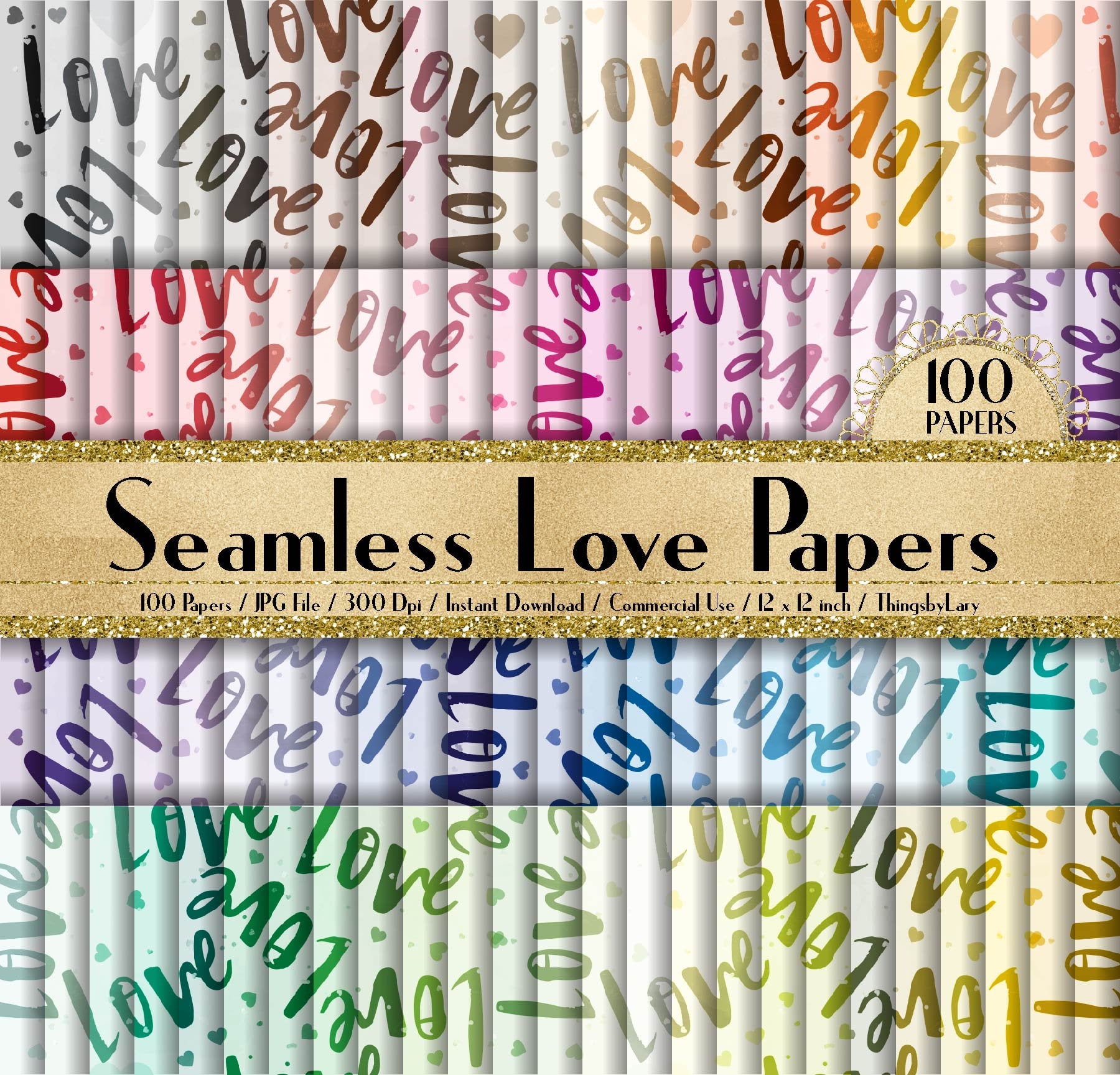 100 Seamless Vintage Love Papers 12 inch 300 Dpi Commercial Use Instant Download, Seamless Love Papers,Seamless Vintage Papers