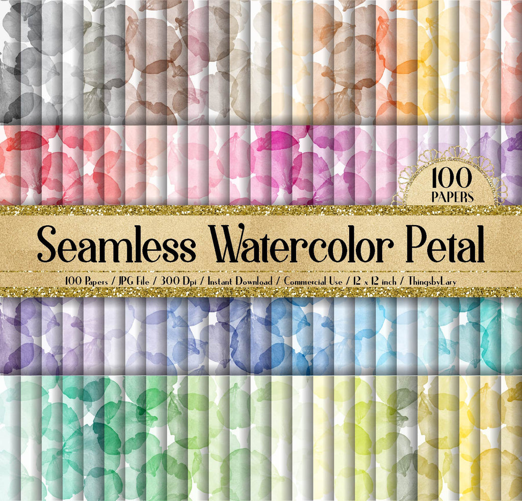 100 Seamless Watercolor Petal Papers 12 inch 300 Dpi Commercial Use Instant Download,Seamless Petal Papers,Seamless Papers,Watercolor Papers