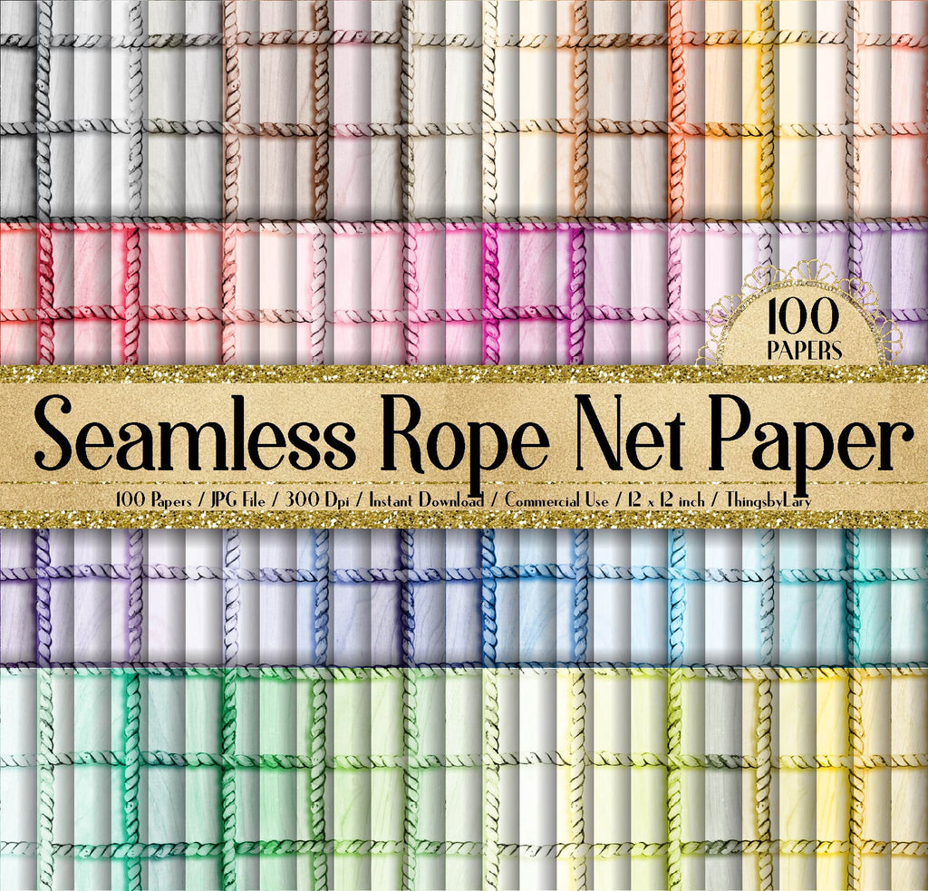 100 Seamless Watercolor Rope Net Papers 12 inch 300 Dpi Commercial Use Instant Download,Watercolor Papers,Seamless Rope Net Papers