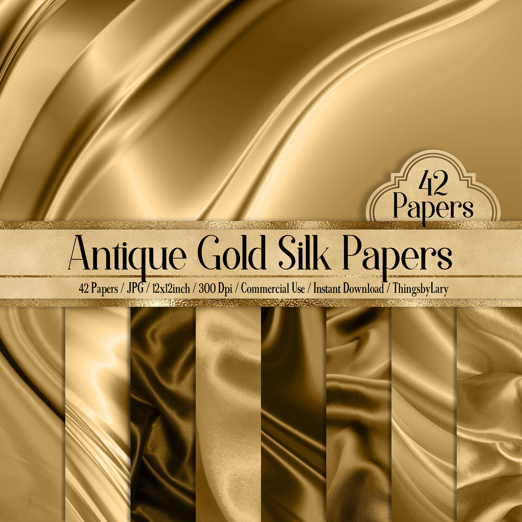 42 Antique Gold Satin Silk Cloth Papers 12 inch 300 Dpi Instant Download Commercial Use, Planner Paper, Scrapbook Gold Kit, Gold Silk Satin