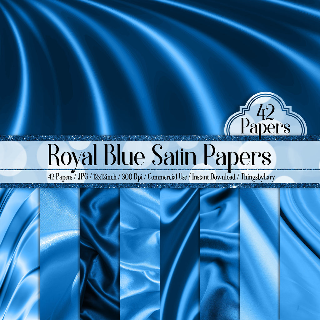 42 Royal Blue Satin Silk Cloth Papers 12 inch, 300 Dpi Planner Paper, Commercial Use, Scrapbook Paper, Royal Blue Foil, Digital Luxury Cloth