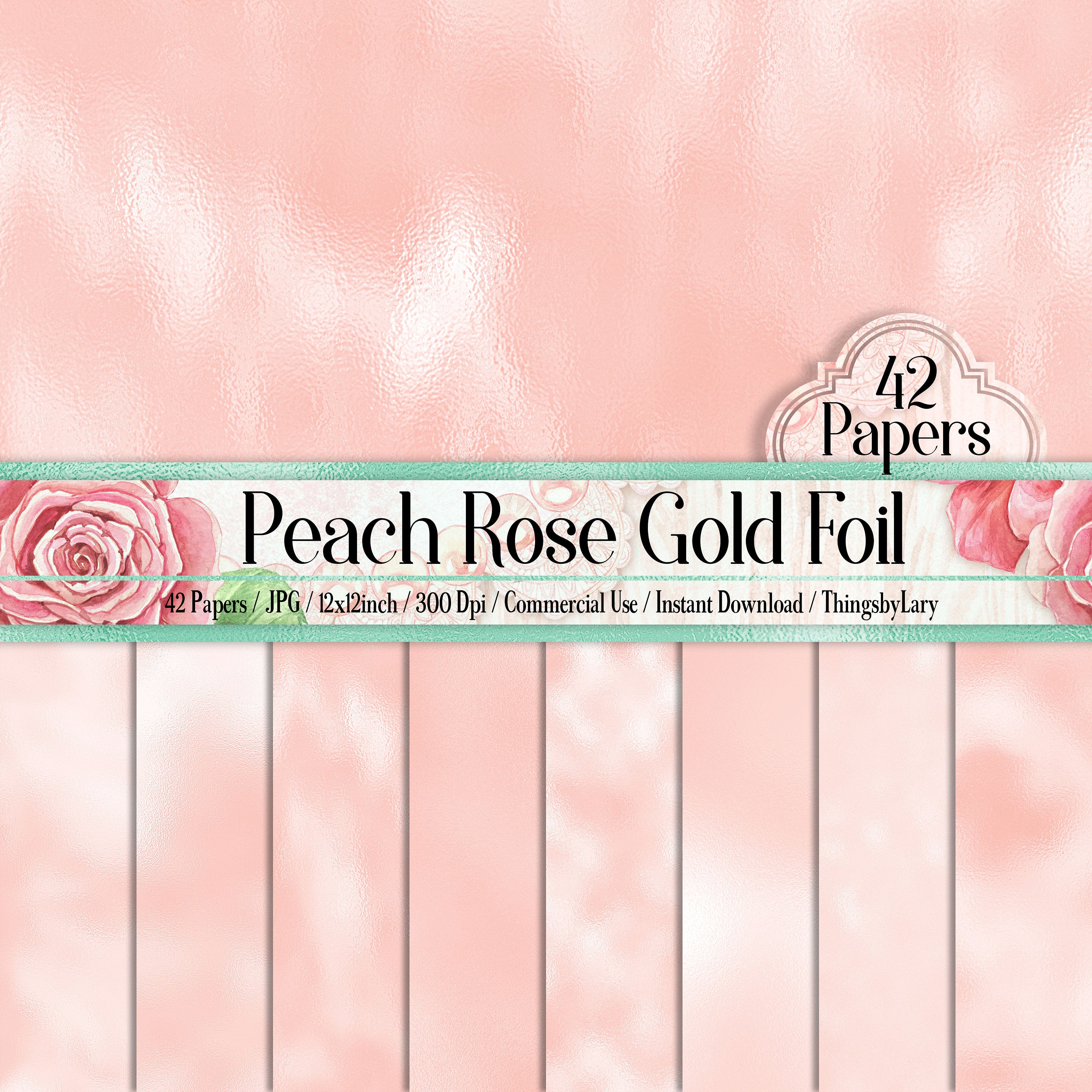 42 Peach Rose Gold Foil 12 inch 300 Dpi Instant Download Commercial Use, Planner Paper, Scrapbook RoseGold Kit, Wedding Rose Gold Background
