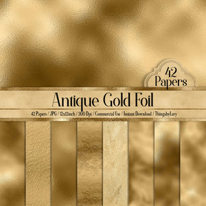 42 Antique Gold Foil Papers 12 inch 300 Dpi Instant Download Commercial Use, Planner Paper, Scrapbook Gold Kit, Gold Foil, Antique Gold