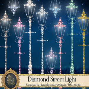 20 Diamond Street Light Clip Arts 300 Dpi Instant Download Commercial Use Transparent Diamond lamp lamppost street lamp diamond illustration