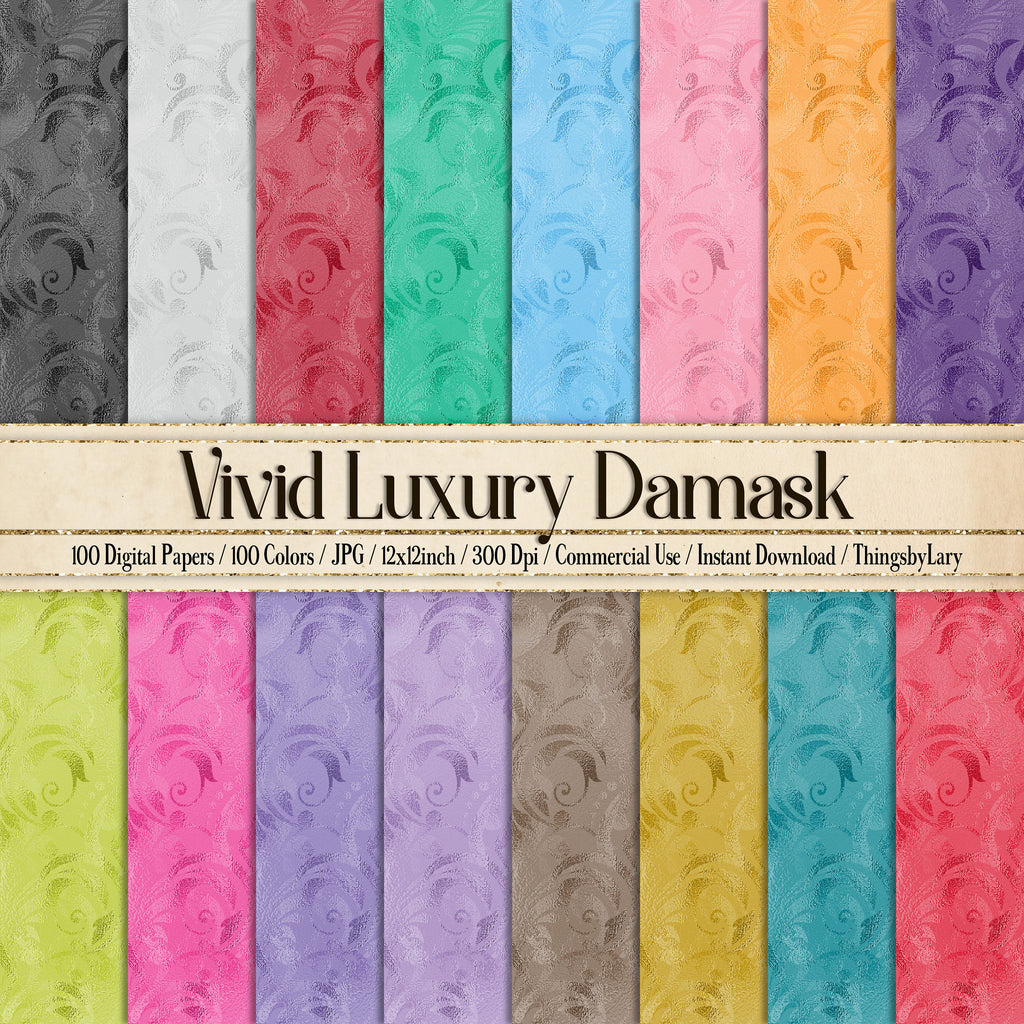 100 Vivid Luxury Foil Damask Texture Papers in 12inch, 300 Dpi Planner Paper, Scrapbook Paper, Foil Paper, Luxury Paper, Digital Foil Paper