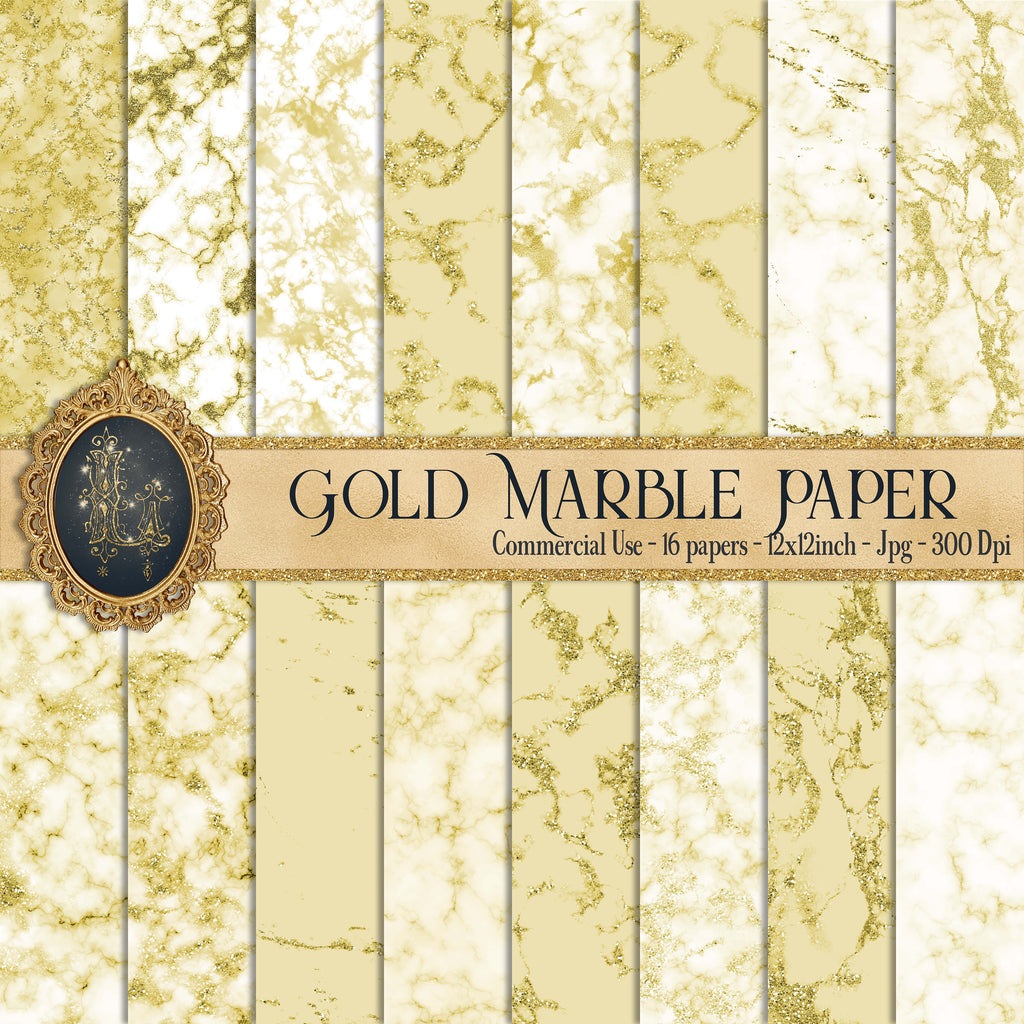 16 Gold Marble Papers, Gold Marble, Digital Marble Paper, Glitter Marble, Foil Marble, Digital Texture Paper, Printable Paper, Gold Glitter