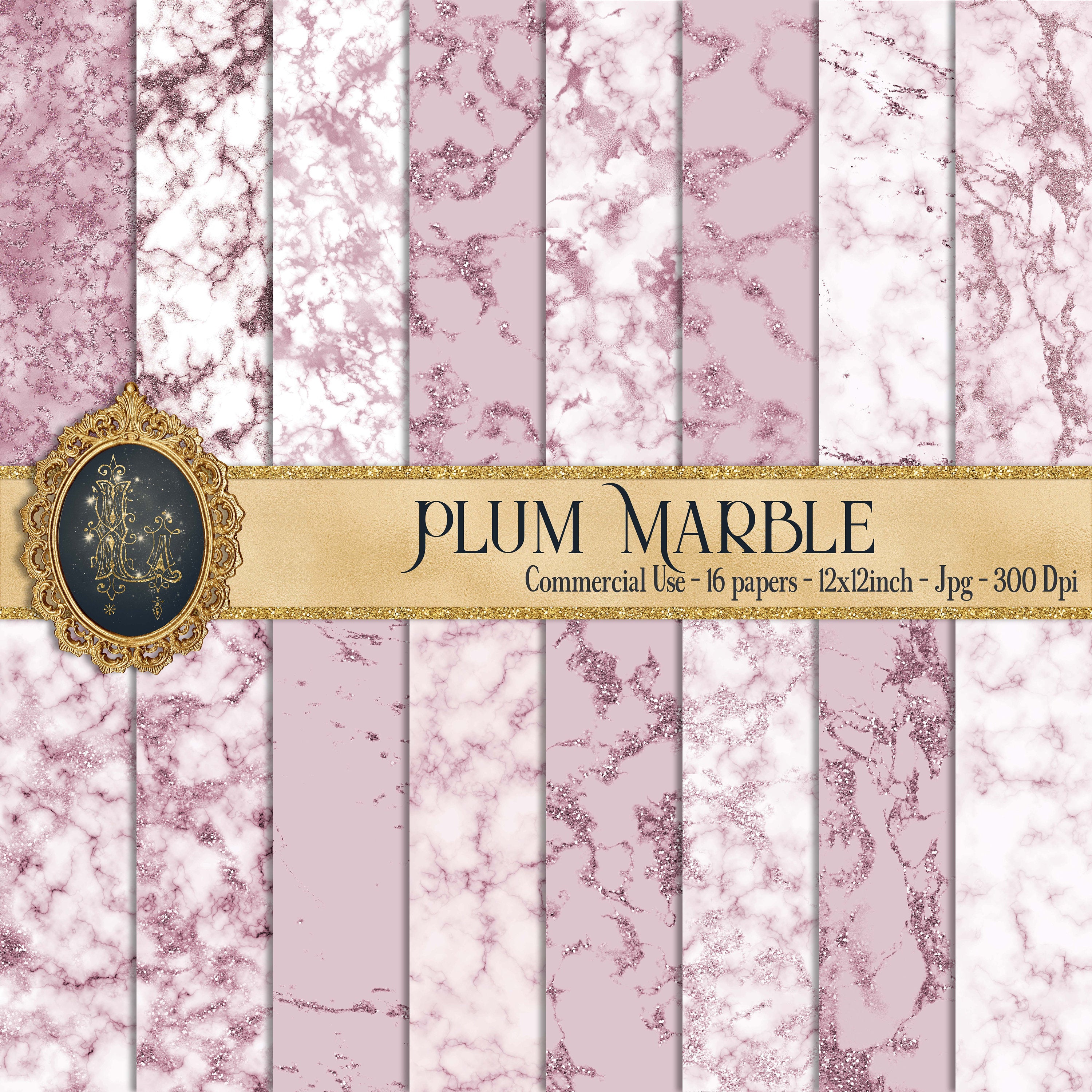 16 Plum Marble Papers, Purple Marble, Digital Marble Paper, Glitter Marble, Foil Marble, Digital Texture Paper, Printable Paper