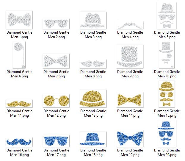 35 Diamond Gentle Men Clip Arts PNG Instant Download Commercial Use 300 Dpi, Father Day Celebrate, Moustache, Movember, Like a Sir