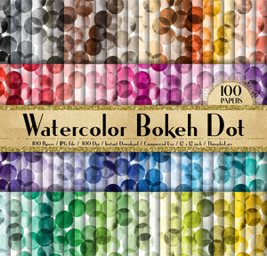 100 Seamless Watercolor Bokeh Dot Paper 12 inch 300 Dpi Instant Download Commercial Use, Planner Paper Scrapbooking Watercolor Kit, Seamless