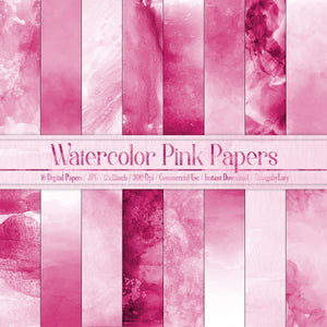 16 Pink Watercolor Texture Papers in 12inch, 300 Dpi Planner Paper, Scrapbook Paper, Ombre Paper, Valentine Paper, Digital Artistic Paper