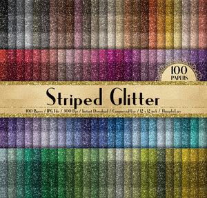 100 Striped Glitter Texture Papers in 12inch, 300 Dpi Planner Paper, Scrapbook Paper, Rainbow Paper, Striped Glitter,Texture Papers
