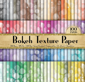 100 Bokeh Texture Papers in 12inch, 300 Dpi Planner Paper, Scrapbook Paper, Rainbow Paper,Bokeh Papers,Texture Papers