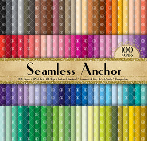 100 Seamless Anchor Pattern Papers 12 inch 300 Dpi Instant Download Commercial Use, Planner Paper, Scrapbooking Ocean Kit, Seamless