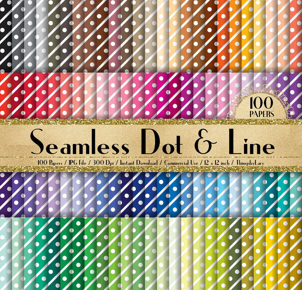 100 Seamless Dot and Line Papers 12 inch 300 Dpi Instant Download Commercial Use, Planner Paper, Scrapbooking Minimal Kit, Seamless