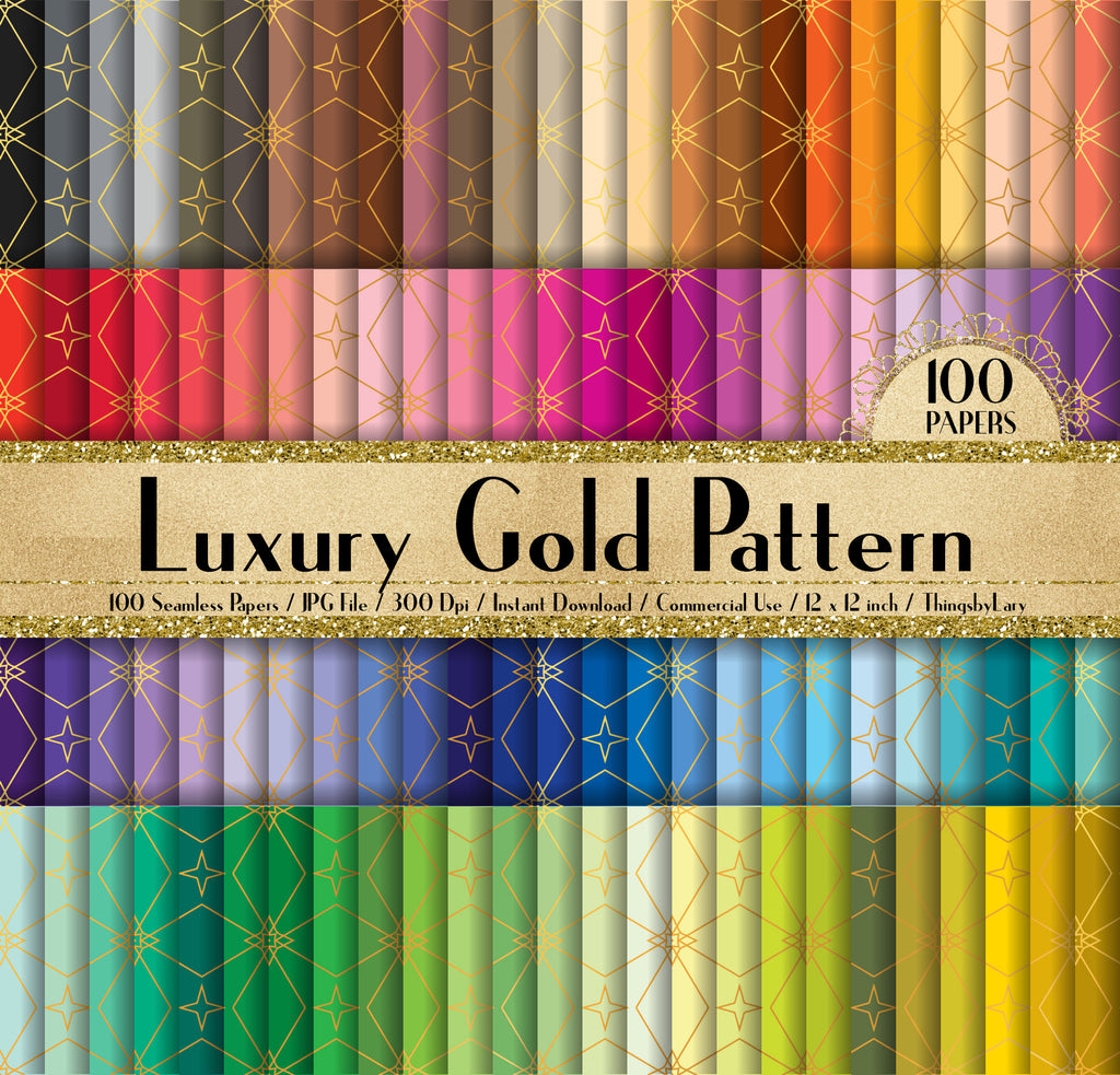 100 Seamless Luxury Gold Pattern Papers 12 inch 300 Dpi Instant Download Commercial Use, Planner Paper, Scrapbooking Luxury Kit, Seamless