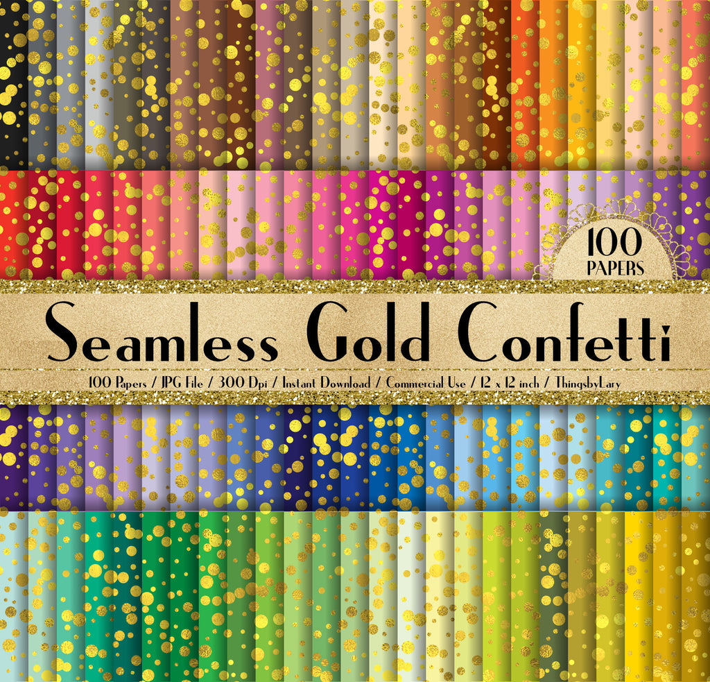 100 Seamless Gold Foil Confetti Papers 12 inch 300 Dpi Instant Download Commercial Use, Planner Paper, Scrapbooking Luxury Kit, Seamless