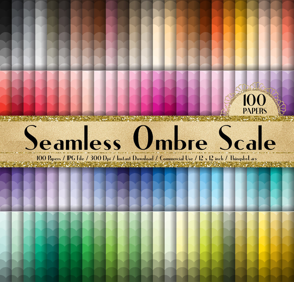 100 Seamless Ombre Scale Papers 12 inch 300 Dpi Instant Download Commercial Use, Planner Paper, Scrapbooking Fairy Kid Mermaid Kit, Seamless