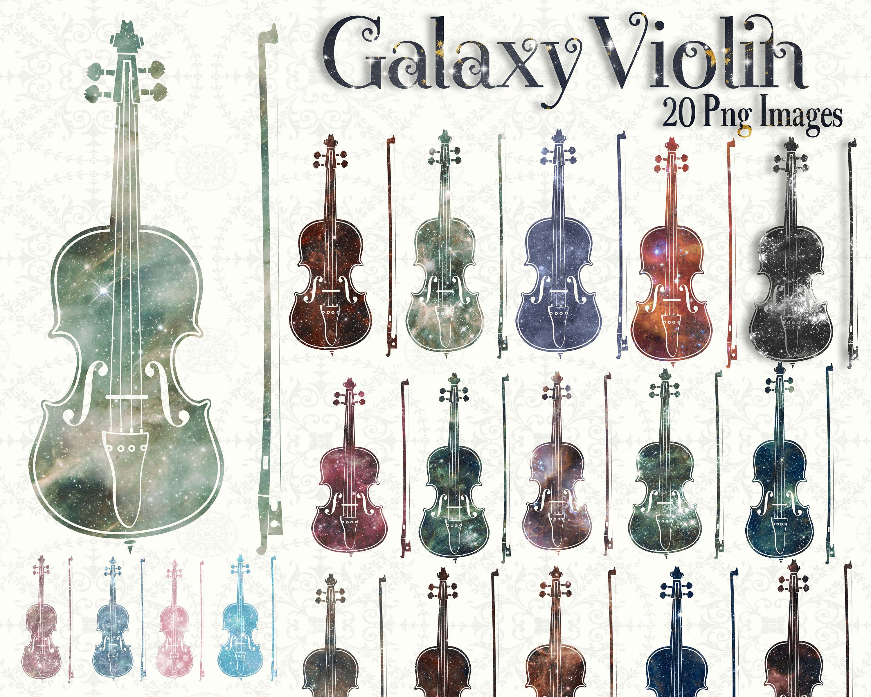 20 Galaxy Violin Clipart, Music Clip Arts,Fairy Violin,Instant Download,Digital Clipart,Music Clipart,Galaxy Clipart,Wedding,Invitation