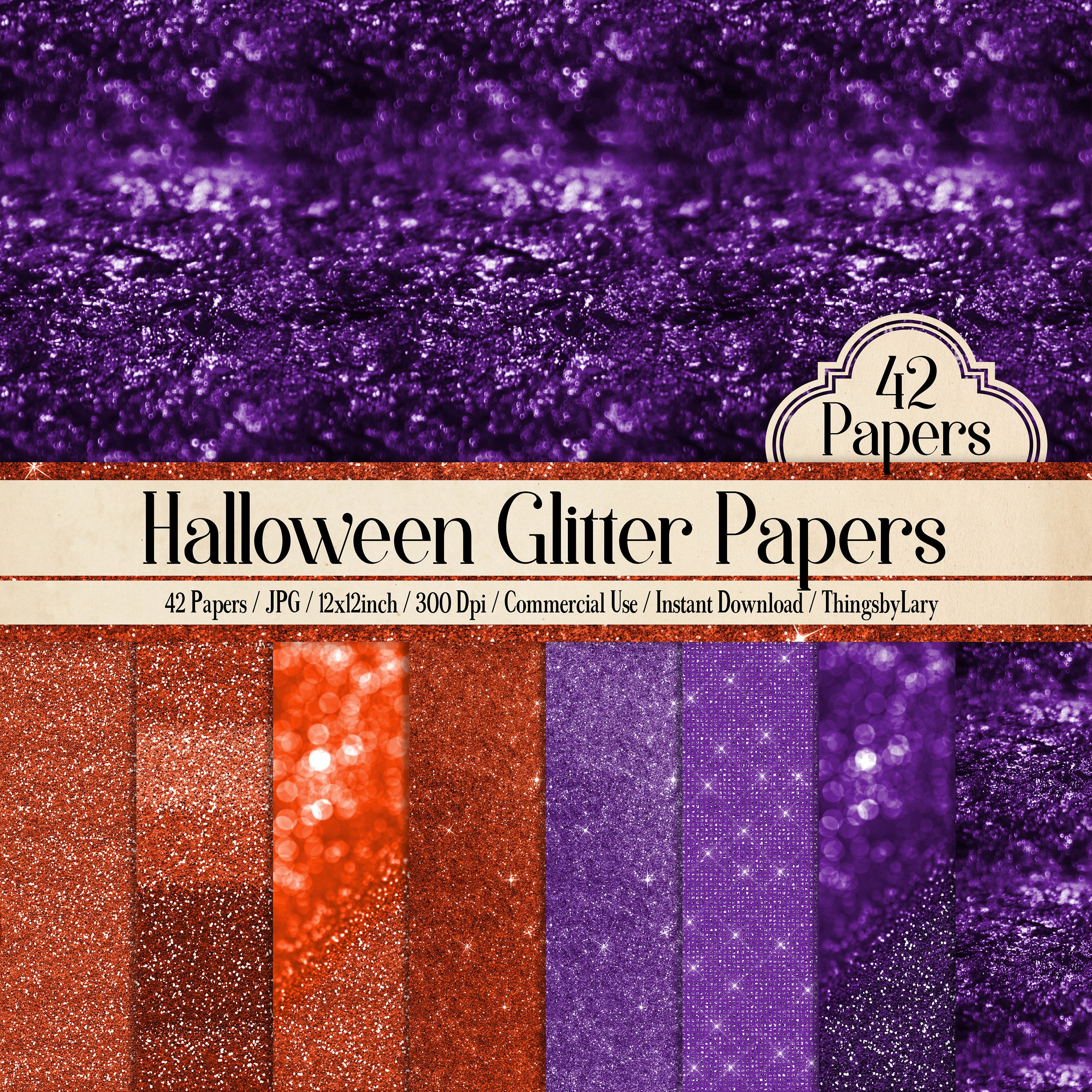 42 Halloween Glitter Papers 12 inch, 300 Dpi Planner Paper, Commercial Use, Scrapbook Paper, Glitter, Luxury Digital Paper