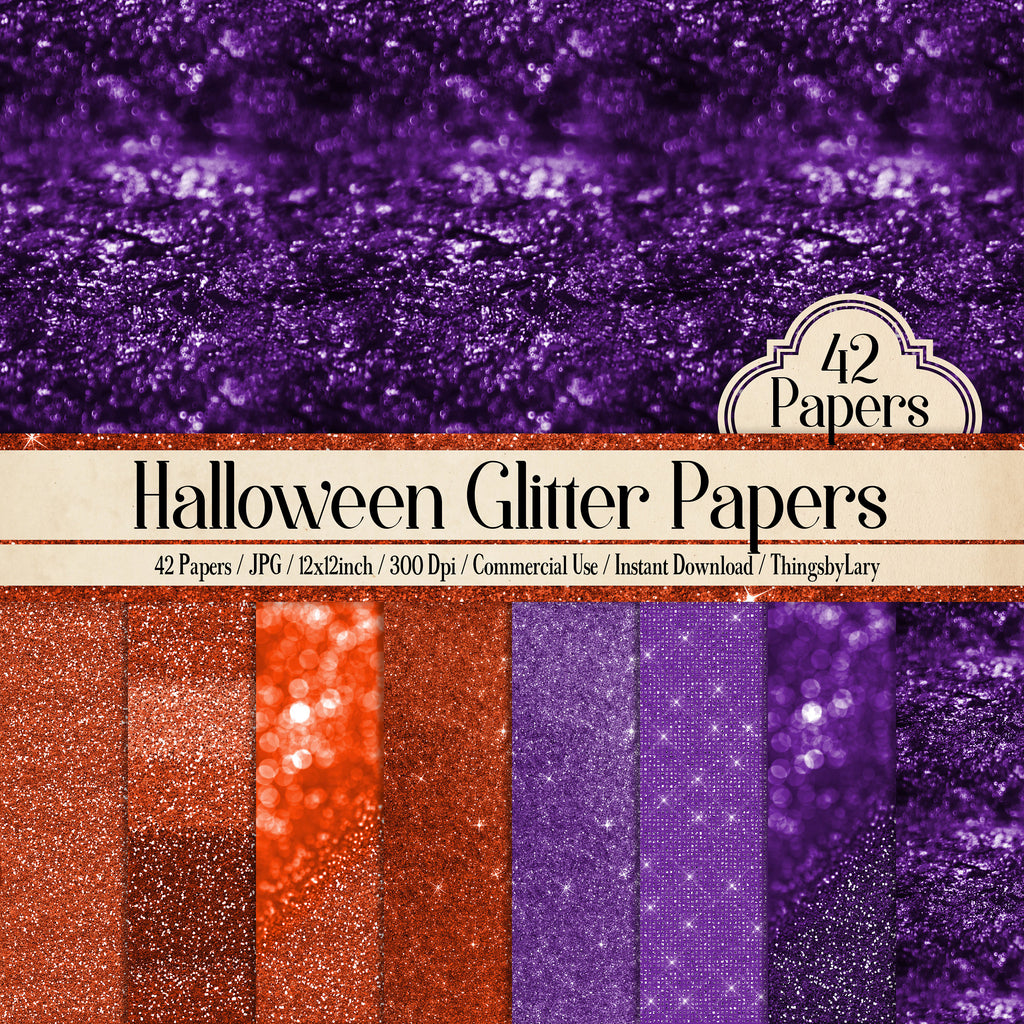 42 Halloween Glitter Papers 12 inch, 300 Dpi Planner Paper, Commercial Use, Scrapbook Paper, Glitter, Luxury Digital Paper