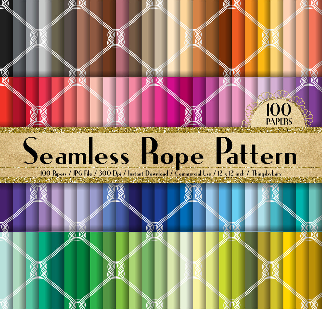 100 Seamless Rope Pattern Papers 12 inch 300 Dpi Commercial Use Instant Download, Seamless Pattern Papers, Rope Papers