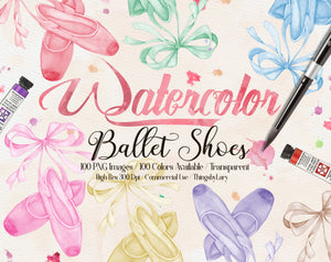 100 Hand Painted Watercolor Bow Ballet Shoes Clip Arts 300 Dpi Instant Download Commercial Use Transparent Watercolor Princess Ballet Dance