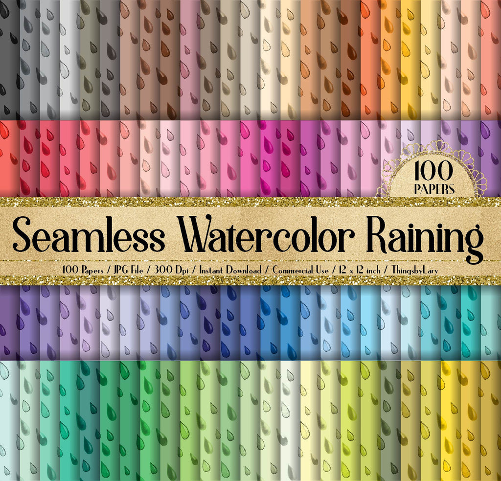 100 Seamless Watercolor Raining Papers 12 inch 300 Dpi Commercial Use Instant Download,Seamless Watercolor Papers,Seamless Raining Papers