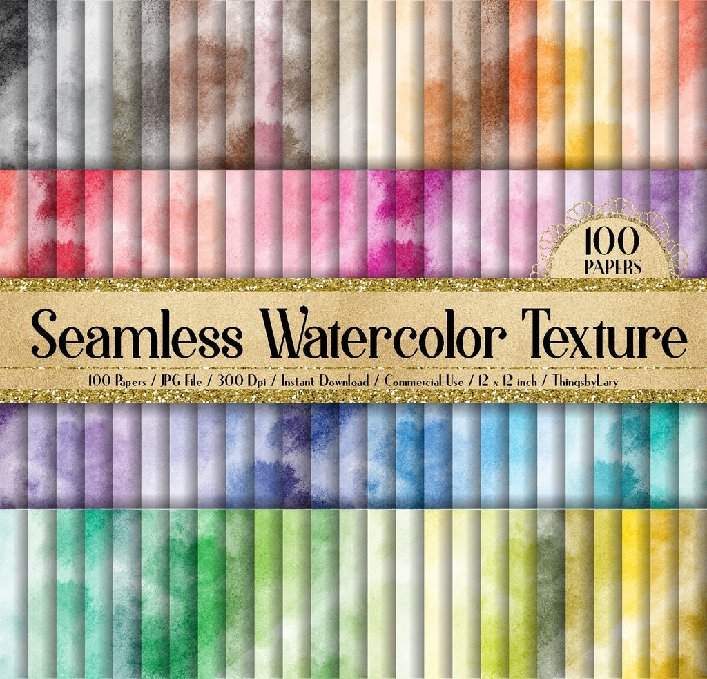 100 Seamless Watercolor Texture Papers 12 inch 300 Dpi Commercial Use Instant Download,Seamless Texture,Watercolor Papers