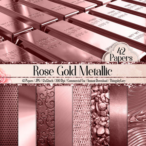 42 Rose Gold Metallic Papers 12 inch, 300 Dpi Planner Paper, Commercial Use, Scrapbook Paper, Metallic, Rosegold Rose Gold Paper