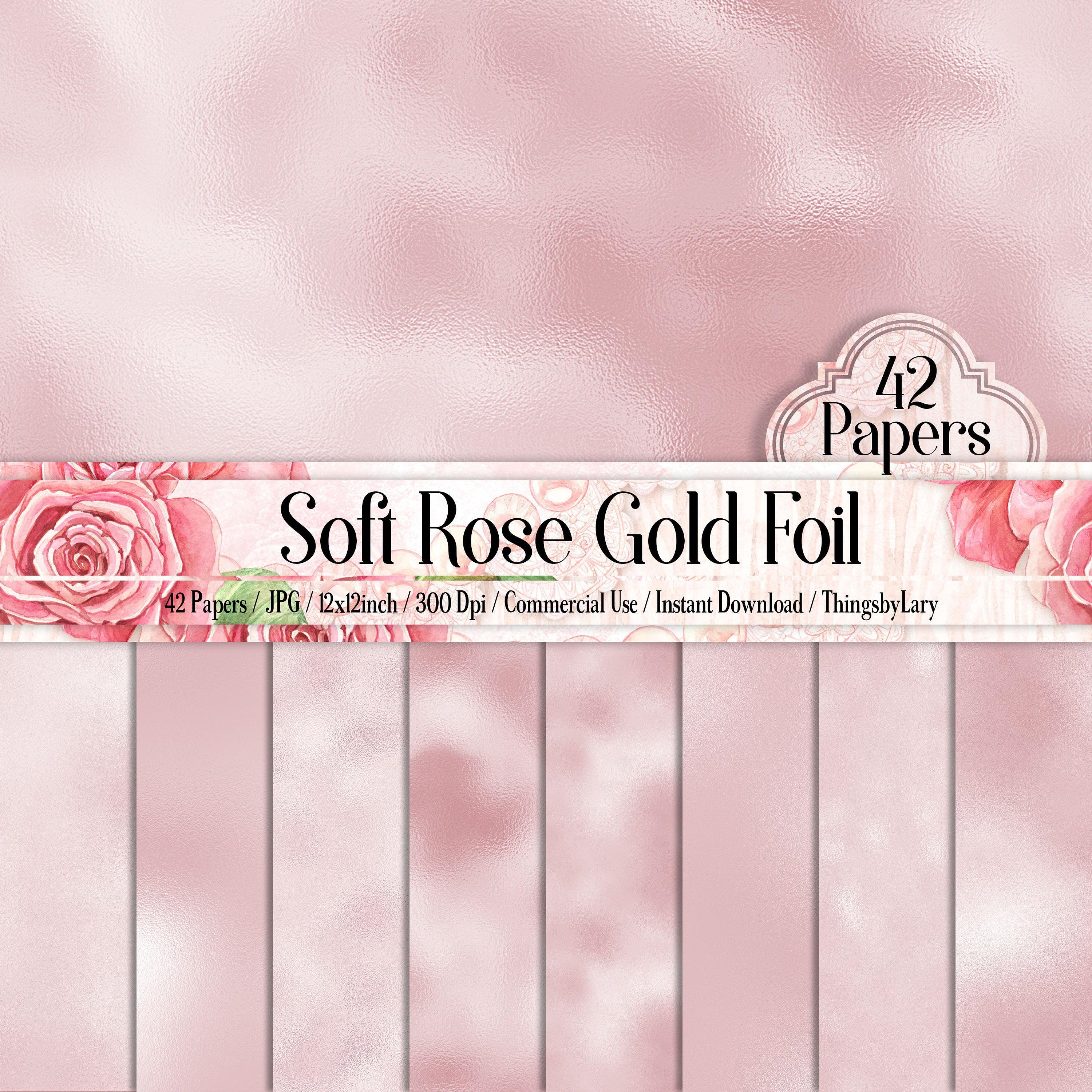 42 Soft Rose Gold Foil 12 inch 300 Dpi Instant Download Commercial Use, Planner Paper, Scrapbook Rose Gold Kit, Wedding RoseGold Background