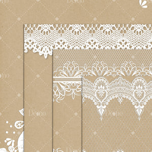 16 White Lace Craft Wedding Papers 12inch 300 dpi commercial use instant download, White Wedding, Wedding Invitation, Scrapbooking Lace Kit