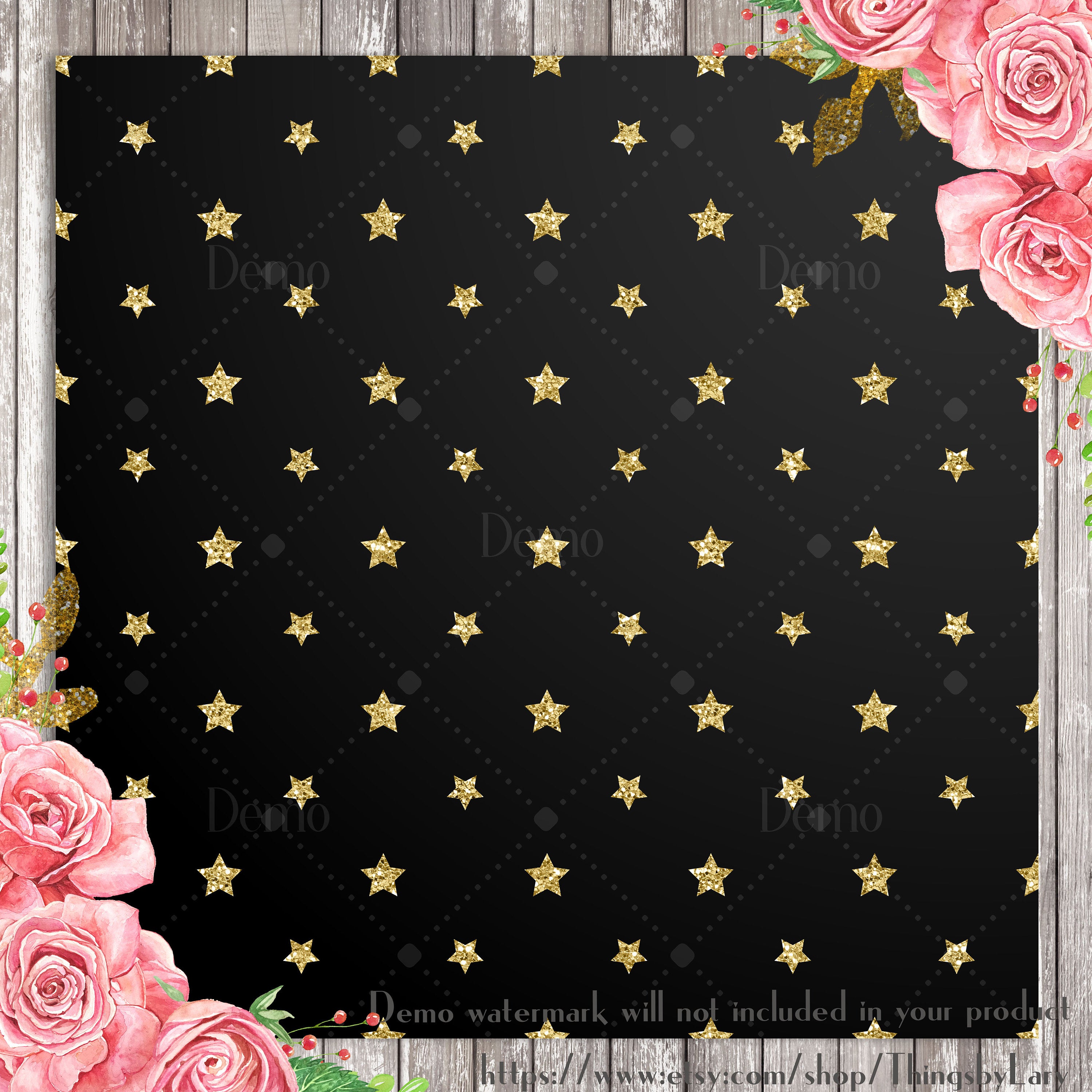 12 Gold Glitter Star Digital Papers 12 inch 300 Dpi Planner Paper Commercial Use Scrapbook Paper Gold Glitter Star Luxury Gold Glitter Paper