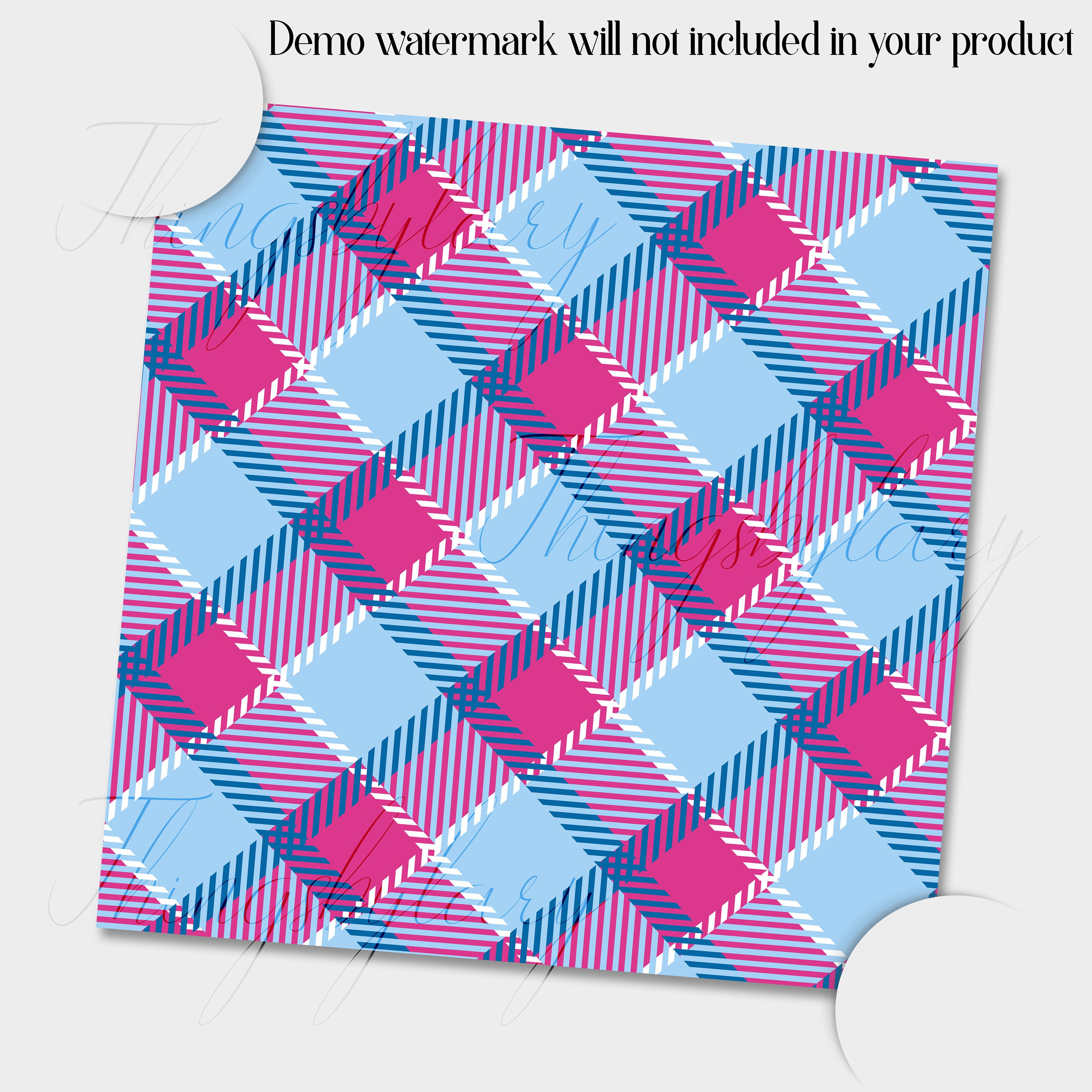 24 Pink and Blue Plaid Digital Papers 12inch 300 Dpi Instant Download, Scrapbook Papers, Tartan, Gingham, Check, Commercial Use