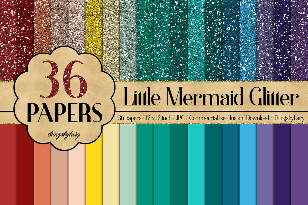 36 Princess Papers 12&quot;, Glitter Paper,  Solid Color Paper,300 Dpi Instant Download, Commercial Use