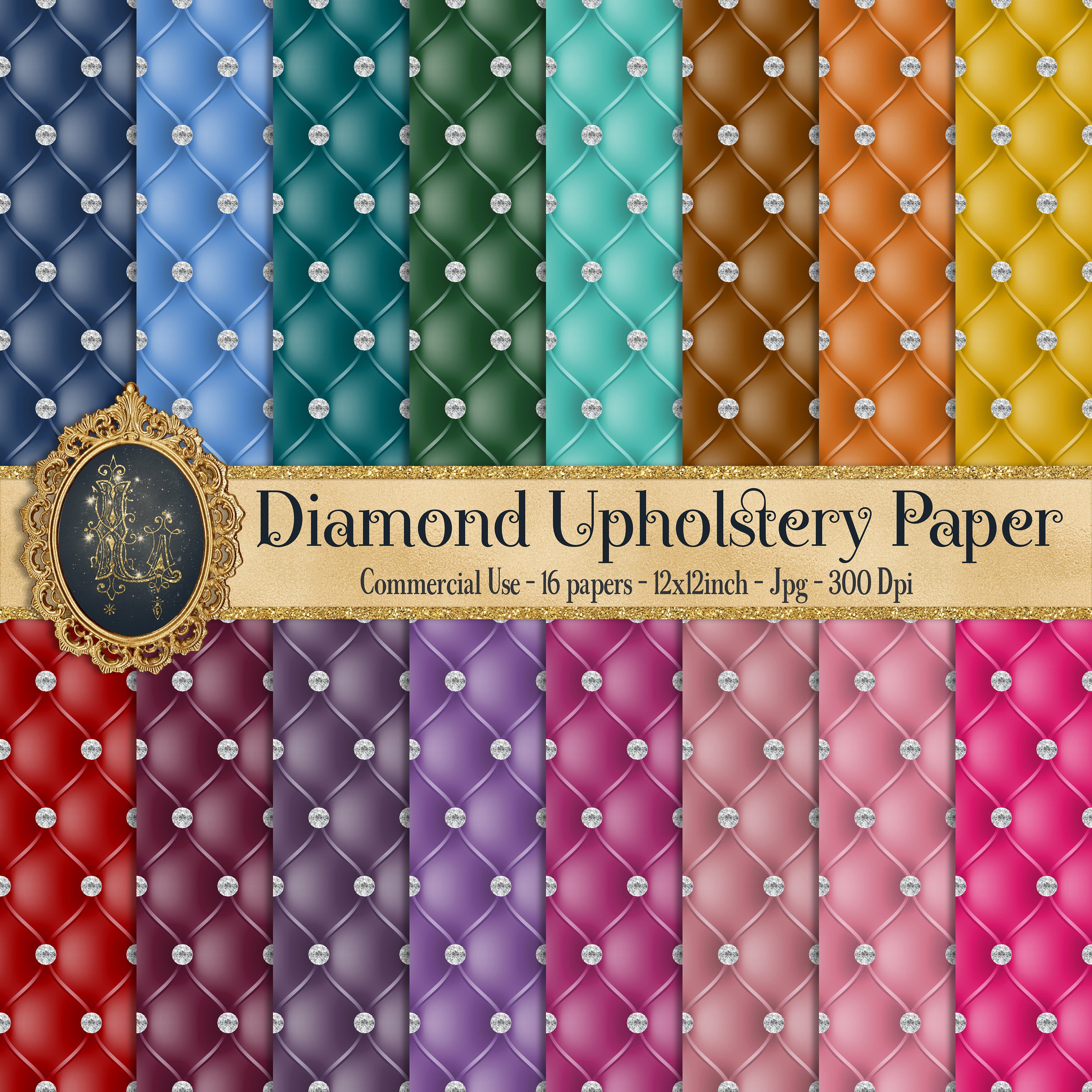 16 Seamless Diamond Upholstery Papers, Digital Paper, Upholstery Paper, Digital Diamond, Instant Download, Commercial Use, Tileable Paper